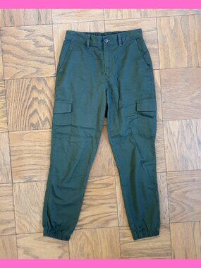 GAP Girlfriend Jogger Pants Cargo Hiking Olive Green Side Pockets Size 2 Cotton